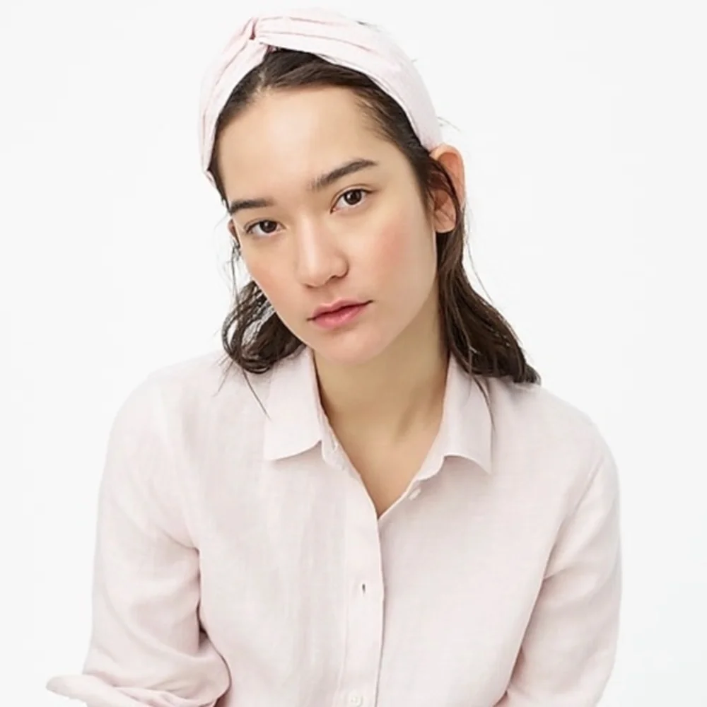 J. Crew Pink Gingham Turban Headband